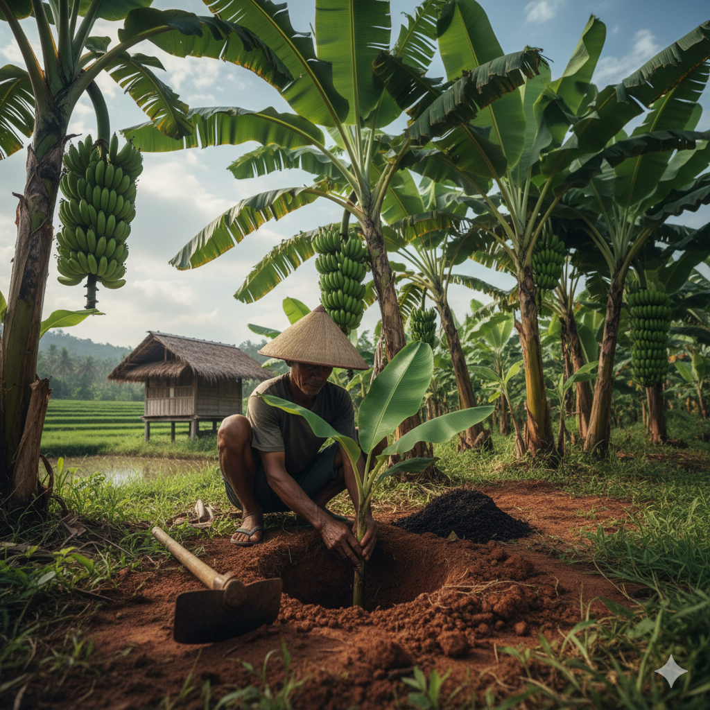 Ansor, NU, GKJW, dan Katolik Tanam Pisang Raja di Probolinggo untuk Ketahanan Pangan