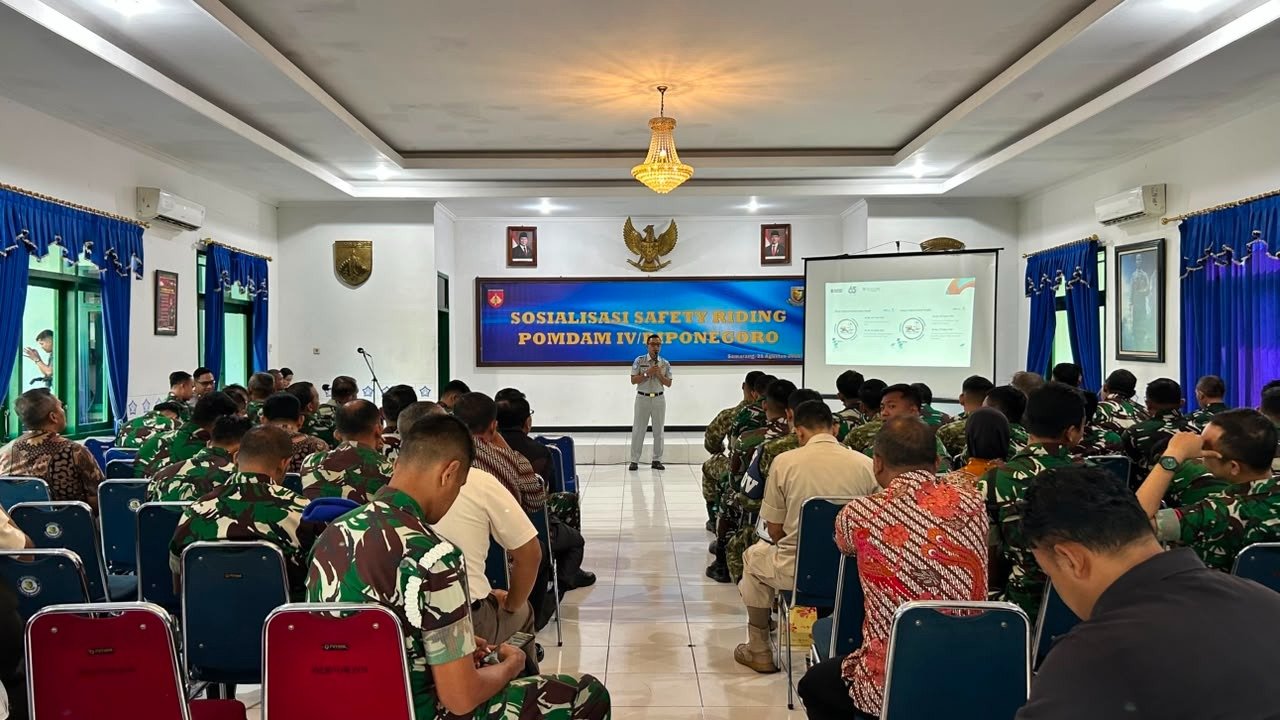 Jasa Raharja Cabang Semarang Sosialisasikan Keselamatan Berkendara (Safety Ridding) Pomdam IV/ Diponegoro 